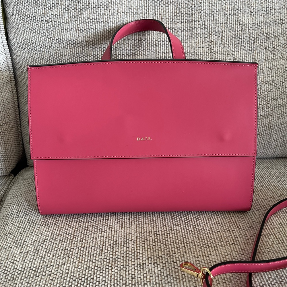 D.A.T.E Italian Leather Women’s Pink Satchel
